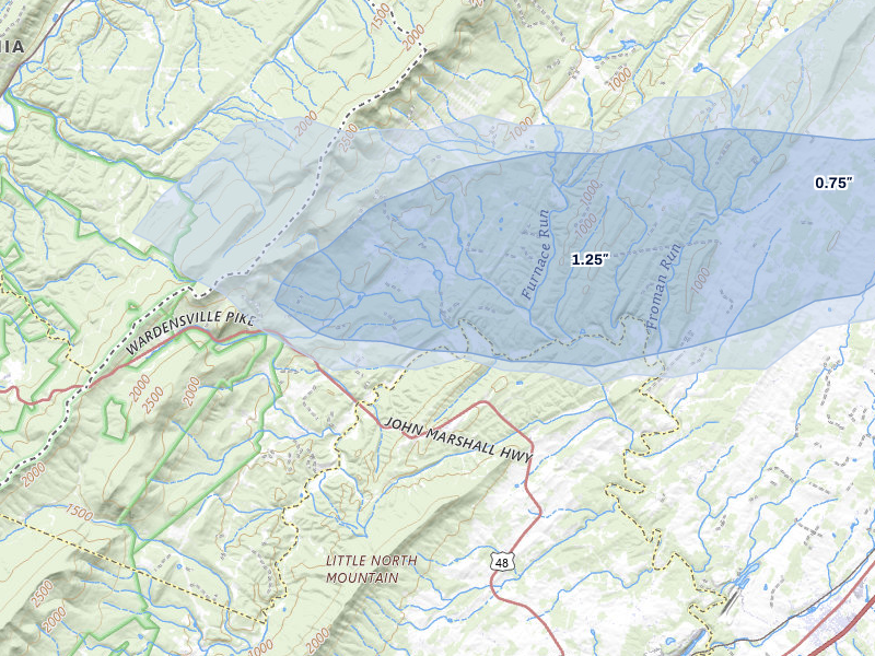 NEXRAD radar-signature map of the hail storm over Star Tannery, VA on May 18, 2026