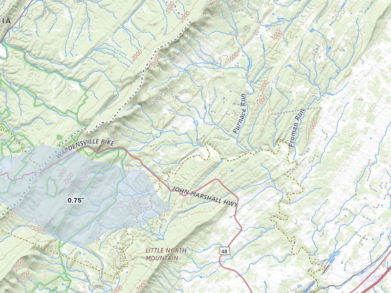 NEXRAD radar-signature map of the hail storm over Star Tannery, VA on Jul 5, 2026