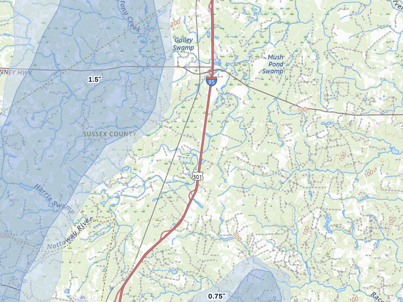NEXRAD radar-signature map of the hail storm over Stony Creek, VA on Sep 2, 2026