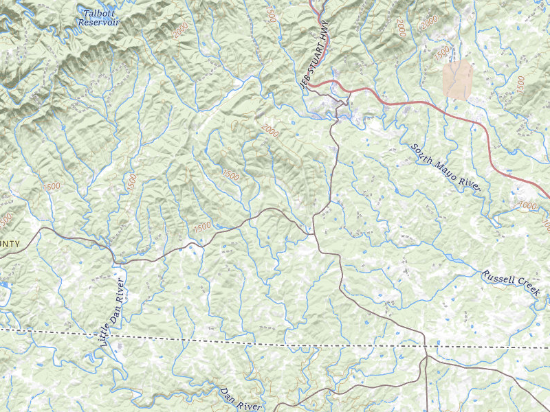 Radar-estimated hail-size map of the storm over Stuart, VA on Jul 28, 2026