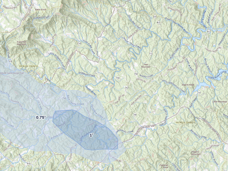 NEXRAD radar-signature map of the hail storm over Stuart, VA on Sep 4, 2026