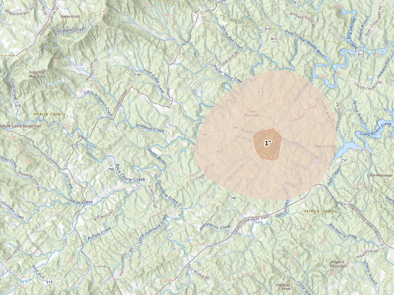 Radar-estimated hail-size map of the storm over Stuart, VA