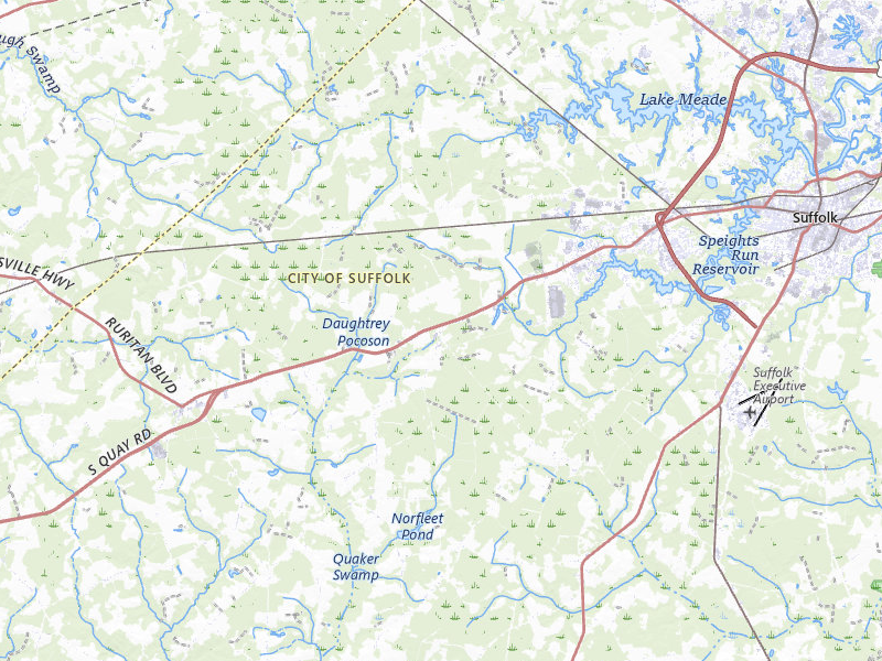 Radar-estimated hail-size map of the storm over Suffolk, VA on Jun 14, 2026