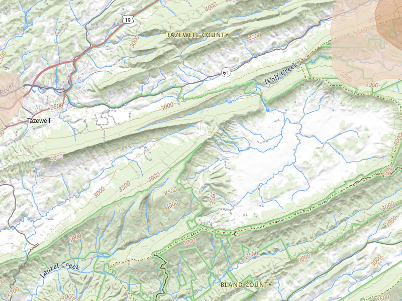 Radar-estimated hail-size map of the storm over Tazewell, VA on Jul 4, 2026