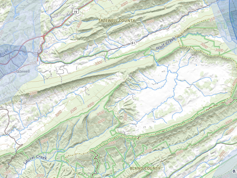 NEXRAD radar-signature map of the hail over Tazewell, VA