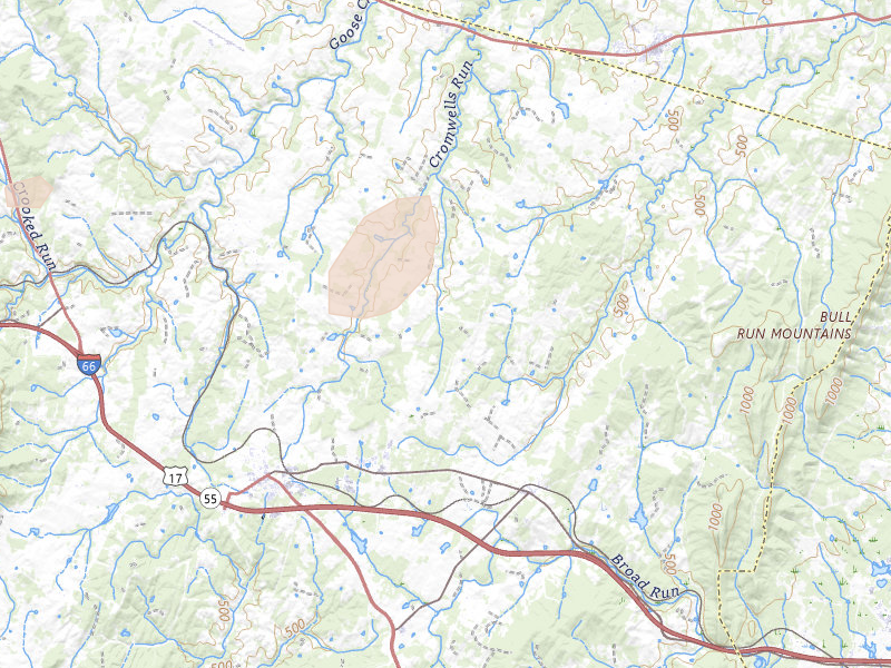 Radar-estimated hail-size map of the storm over The Plains, VA on Aug 10, 2026