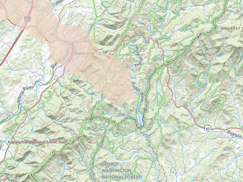 Radar-estimated hail-size map of the storm over Vesuvius, VA on Sep 4, 2026