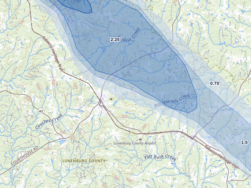 NEXRAD radar-signature map of the hail storm over Victoria, VA on May 27, 2026