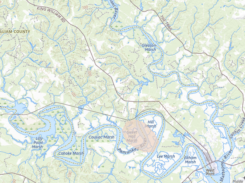 Radar-estimated hail-size map of the storm over West Point, VA on Jul 18, 2026