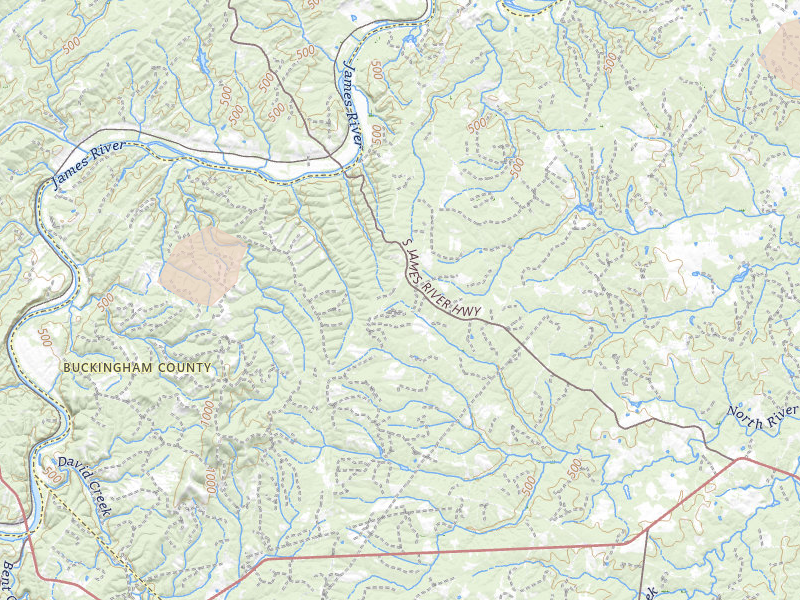 Radar-estimated hail-size map of the storm over Wingina, VA on Jul 21, 2026
