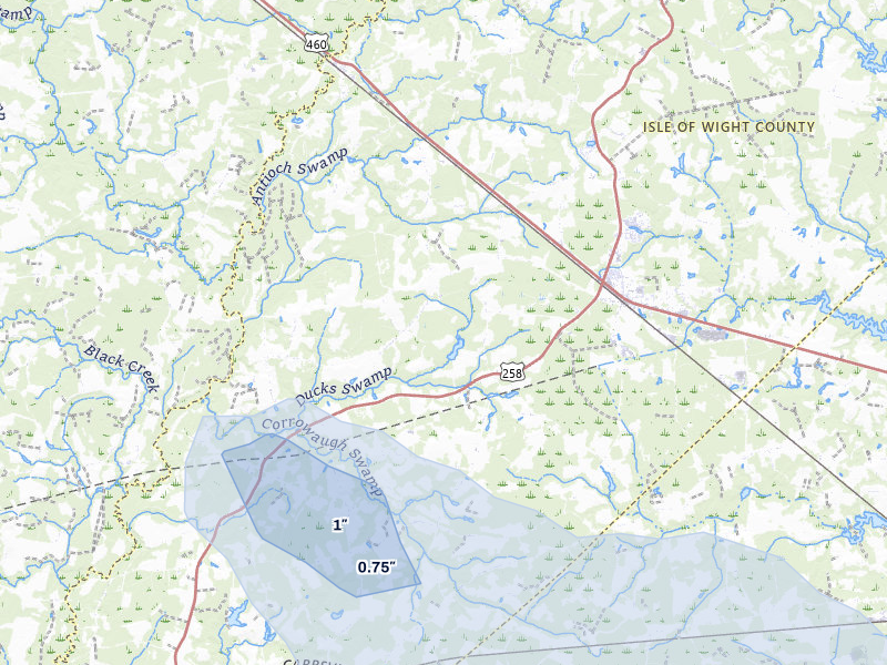 NEXRAD radar-signature map of the hail storm over Zuni, VA on Jun 27, 2026