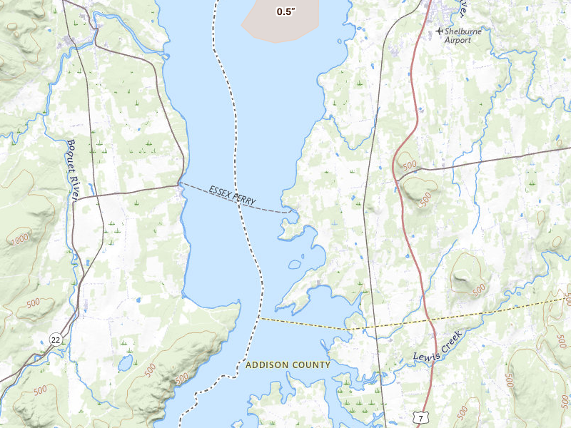 Radar-estimated hail-size map of the storm over Charlotte, VT on Jul 1, 2026