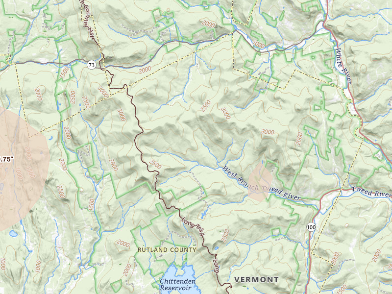 Radar-estimated hail-size map of the storm over Chittenden, VT on Jun 6, 2026