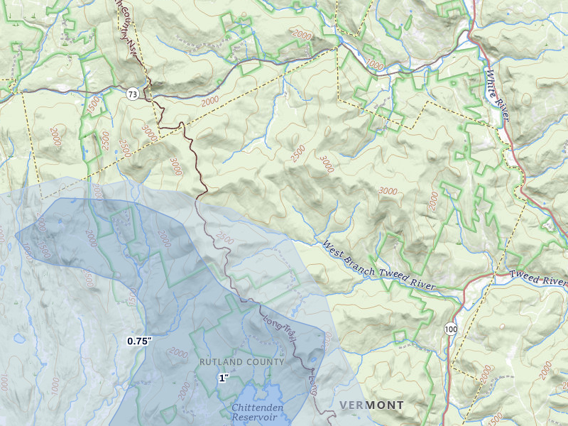 NEXRAD radar-signature map of the hail over Chittenden, VT