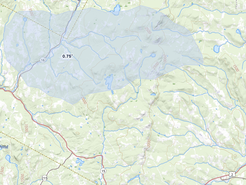 NEXRAD radar-signature map of the hail over East Hardwick, VT