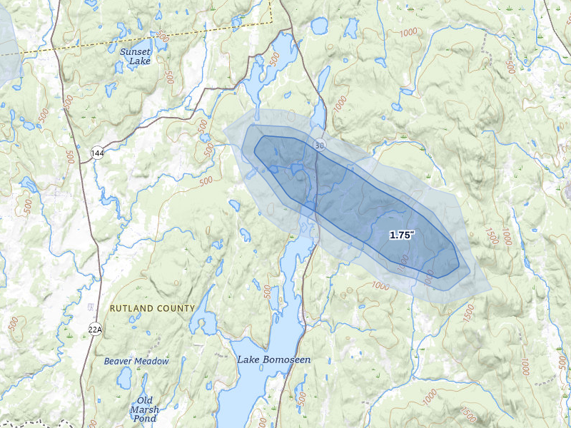 NEXRAD radar-signature map of the hail storm over Fair Haven, VT on Jun 26, 2026