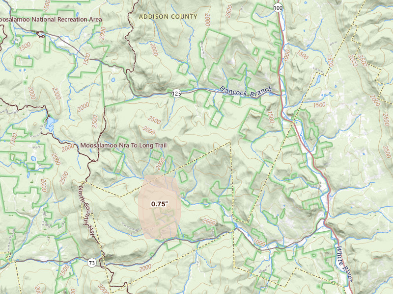 Radar-estimated hail-size map of the storm over Hancock, VT