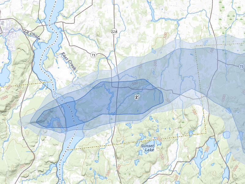 NEXRAD radar-signature map of the hail storm over Orwell, VT on Jun 6, 2026