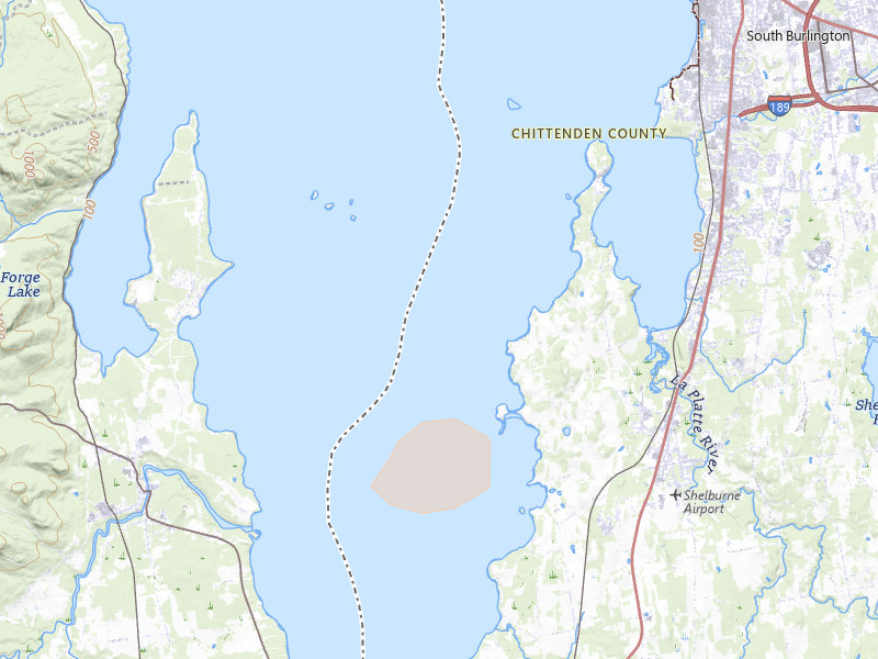 Radar-estimated hail-size map of the storm over Shelburne, VT on Jul 1, 2026