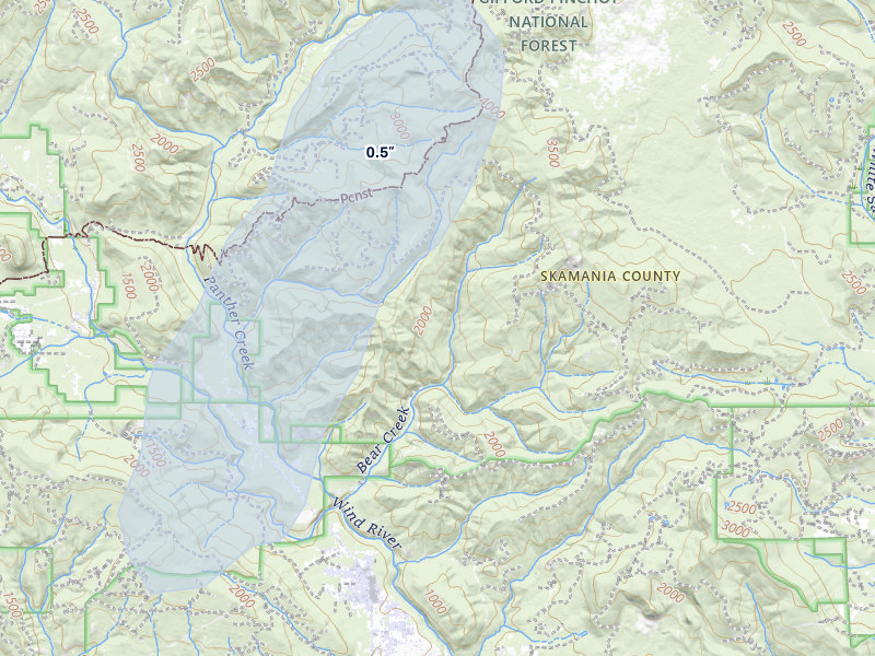 NEXRAD radar-signature map of the hail storm over Carson, WA on May 12, 2026