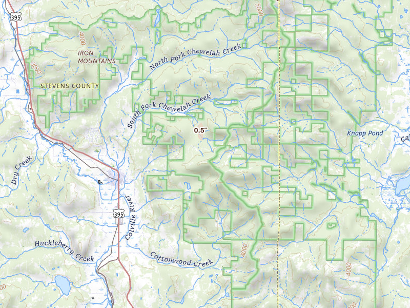 Radar-estimated hail-size map of the storm over Chewelah, WA on May 17, 2026