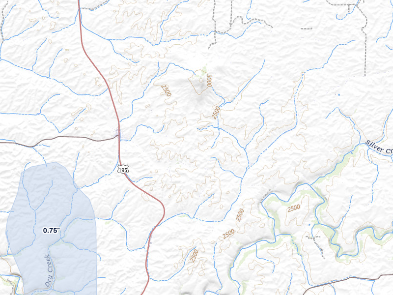 NEXRAD radar-signature map of the hail over Colfax, WA