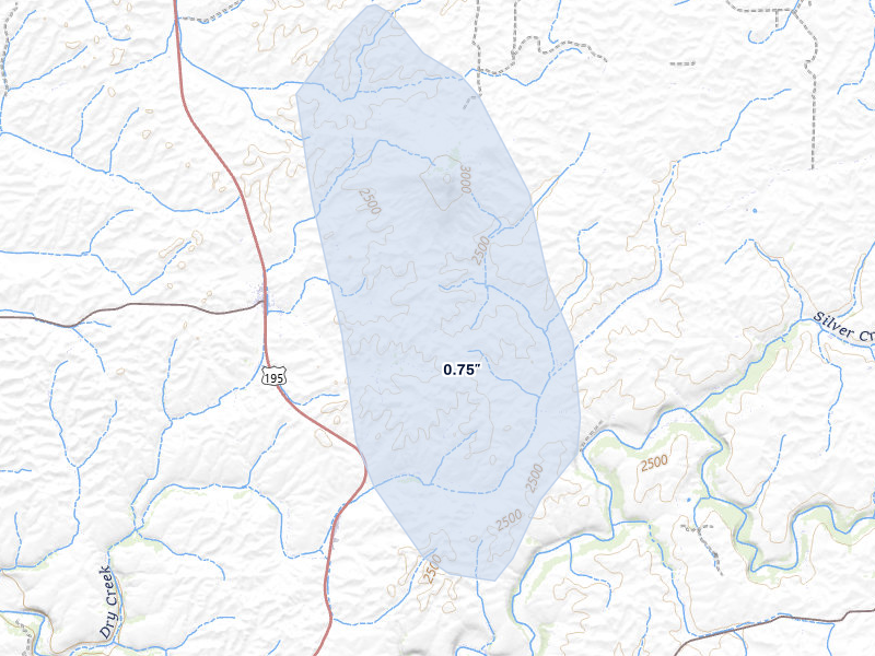 NEXRAD radar-signature map of the hail storm over Colfax, WA on May 28, 2026