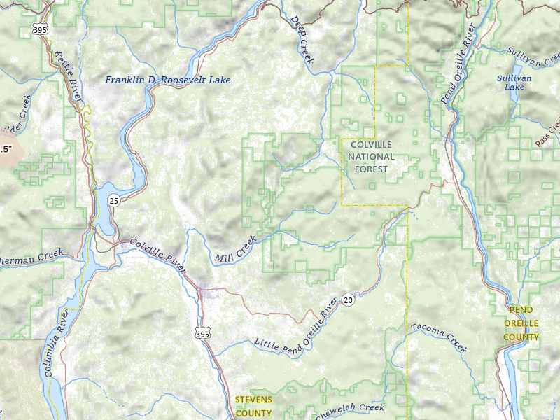 Radar-estimated hail-size map of the storm over Colville, WA on May 28, 2026