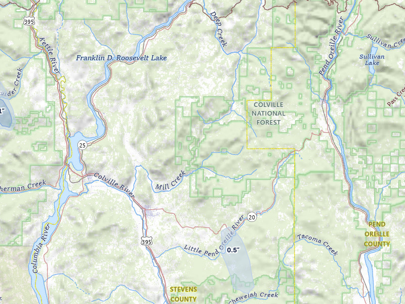 NEXRAD radar-signature map of the hail storm over Colville, WA on May 28, 2026