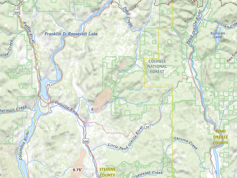 Radar-estimated hail-size map of the storm over Colville, WA on Jul 17, 2026