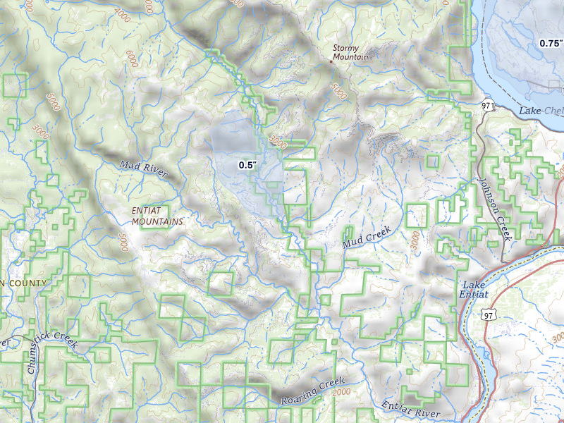 NEXRAD radar-signature map of the hail storm over Entiat, WA on May 28, 2026