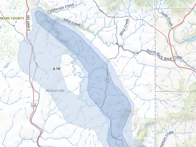 NEXRAD radar-signature map of the hail storm over Fairfield, WA on May 28, 2026