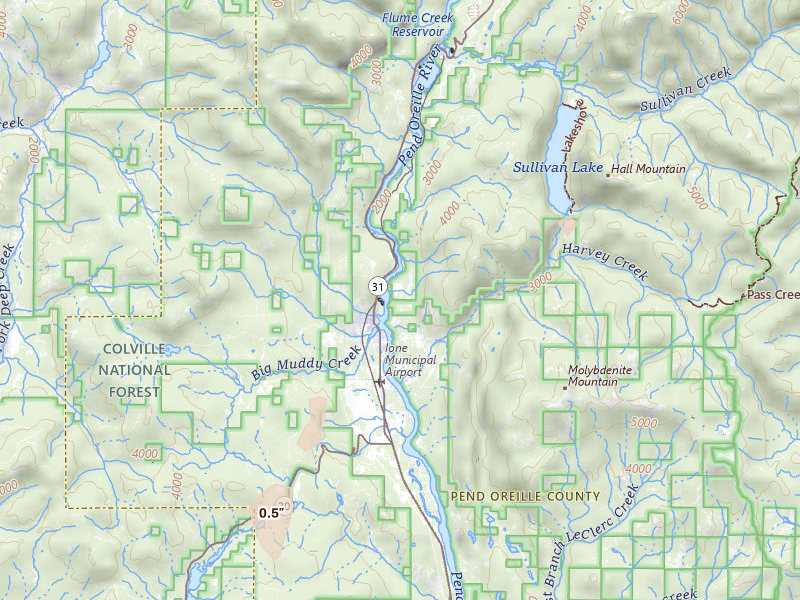 Radar-estimated hail-size map of the storm over Ione, WA