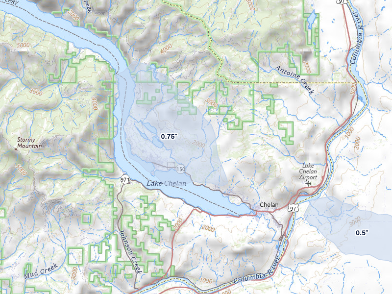 NEXRAD radar-signature map of the hail storm over Manson, WA on May 28, 2026