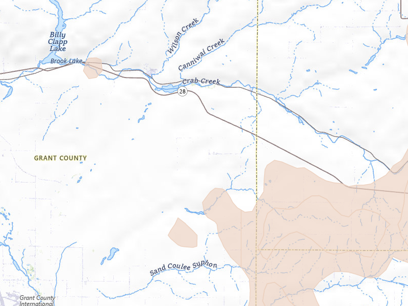 Radar-estimated hail-size map of the storm over Marlin, WA on May 28, 2026