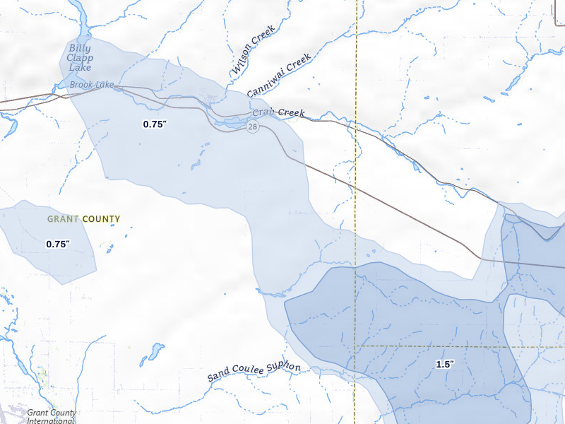 NEXRAD radar-signature map of the hail storm over Marlin, WA on May 28, 2026