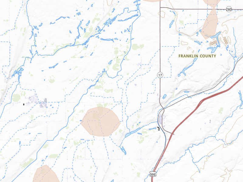Radar-estimated hail-size map of the storm over Mesa, WA on May 28, 2026