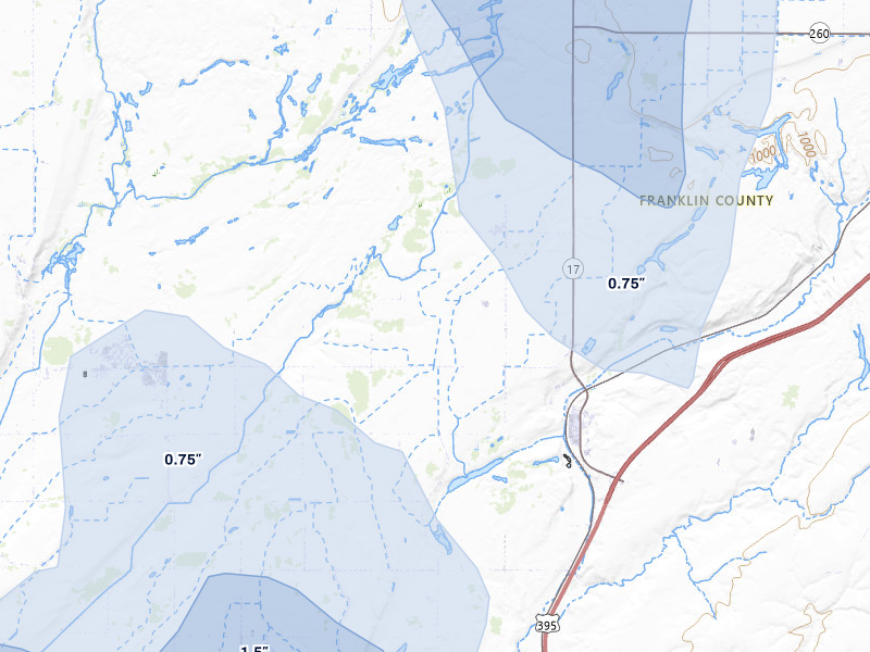 NEXRAD radar-signature map of the hail storm over Mesa, WA on May 28, 2026