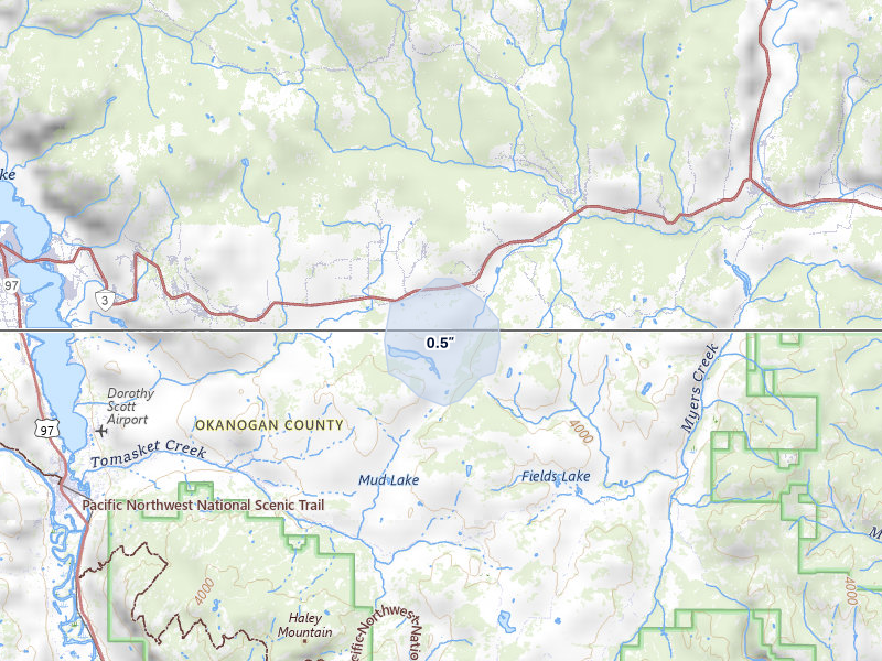 NEXRAD radar-signature map of the hail storm over Oroville, WA on May 28, 2026