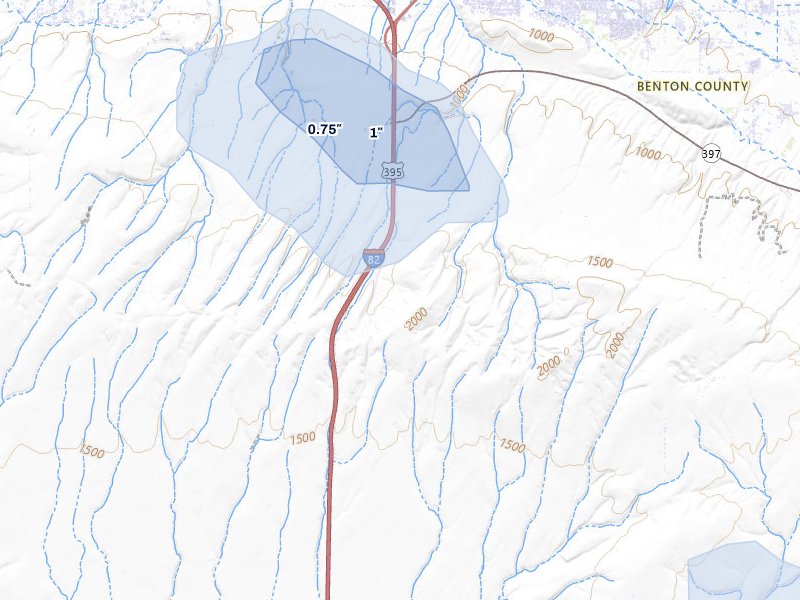 NEXRAD radar-signature map of the hail over Plymouth, WA