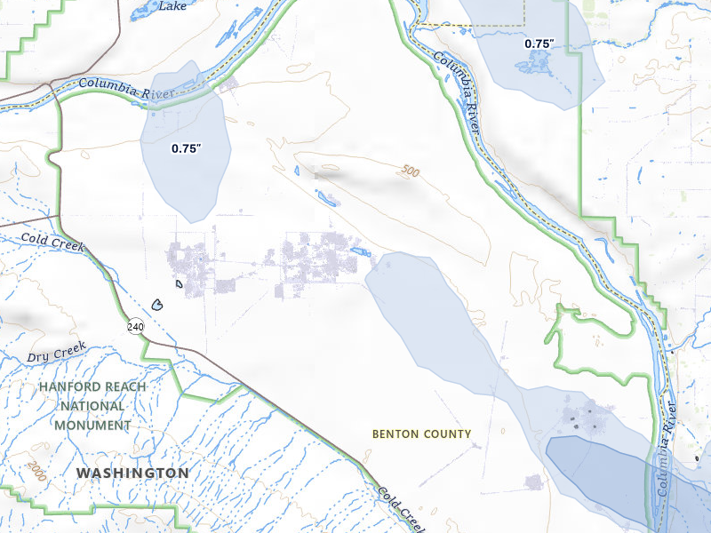 NEXRAD radar-signature map of the hail over Sunnyside, WA