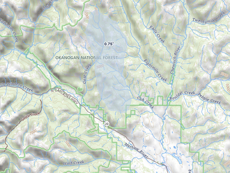 NEXRAD radar-signature map of the hail storm over Winthrop, WA on May 28, 2026