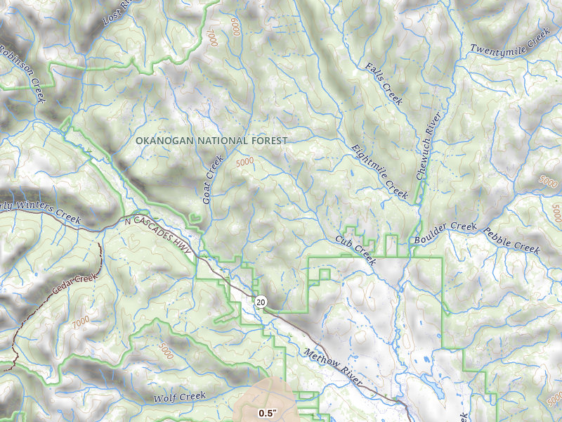 Radar-estimated hail-size map of the storm over Winthrop, WA on Jul 15, 2026