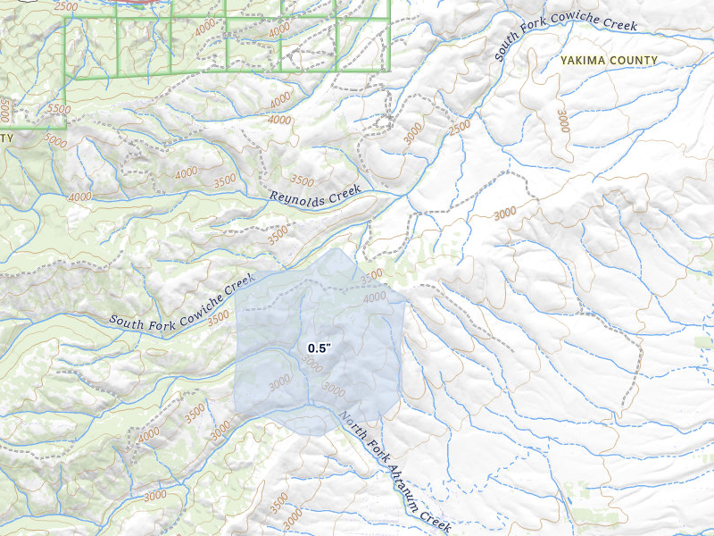 NEXRAD radar-signature map of the hail storm over Yakima, WA on May 28, 2026