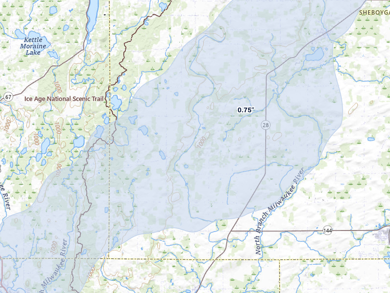NEXRAD radar-signature map of the hail storm over Adell, WI on Apr 17, 2026