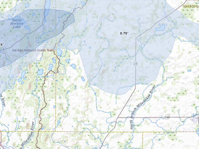 NEXRAD radar-signature map of the hail storm over Adell, WI on May 15, 2026