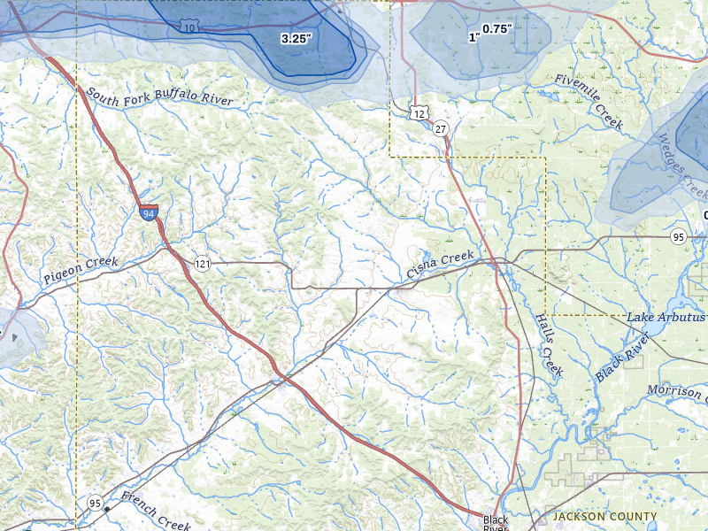 NEXRAD radar-signature map of the hail over Alma Center, WI