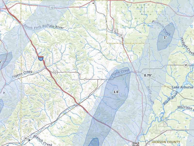 NEXRAD radar-signature map of the hail storm over Alma Center, WI on May 17, 2026