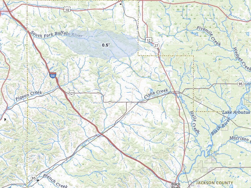 NEXRAD radar-signature map of the hail storm over Alma Center, WI on Jul 1, 2026