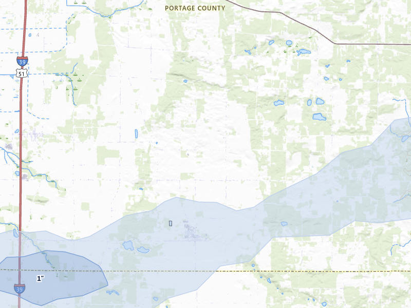 NEXRAD radar-signature map of the hail over Almond, WI